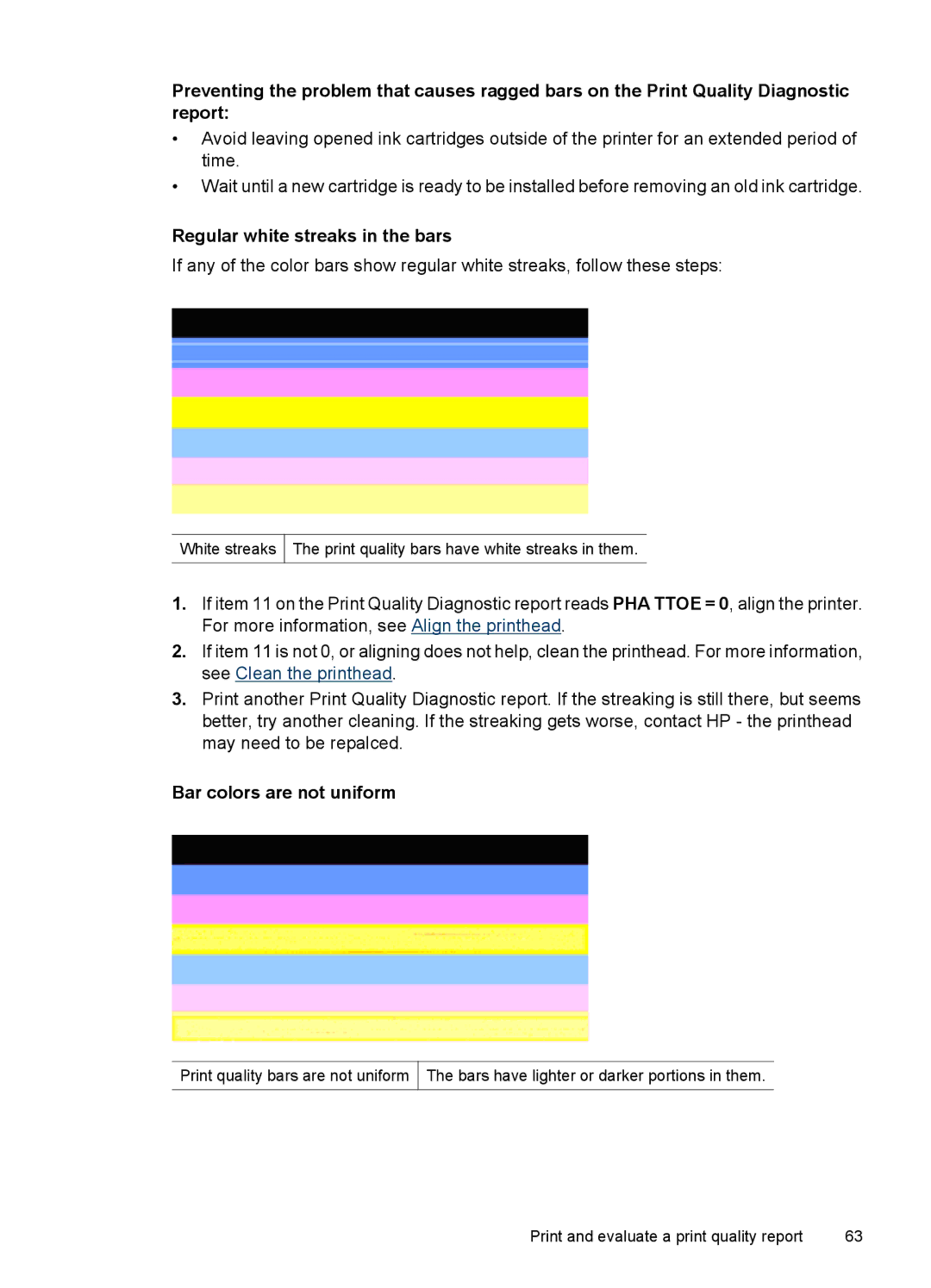 Hitachi C9295A#B1H, E609 manual Regular white streaks in the bars, Bar colors are not uniform 