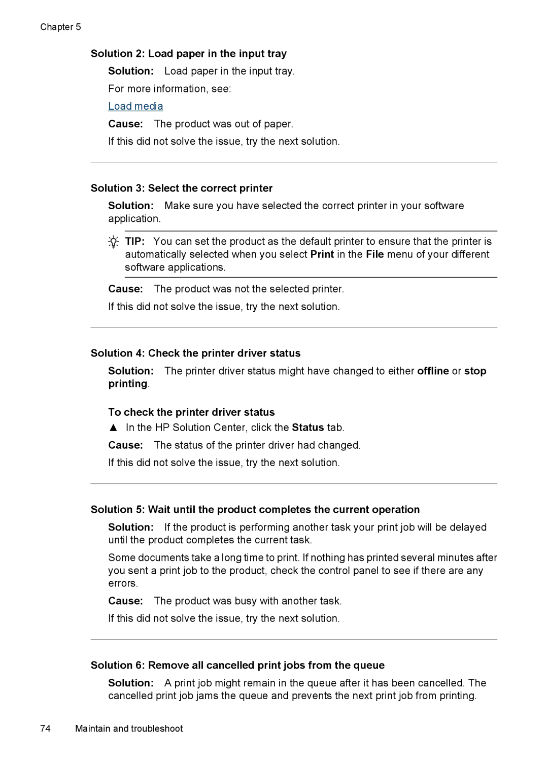 Hitachi E609, C9295A#B1H manual Solution 2 Load paper in the input tray 