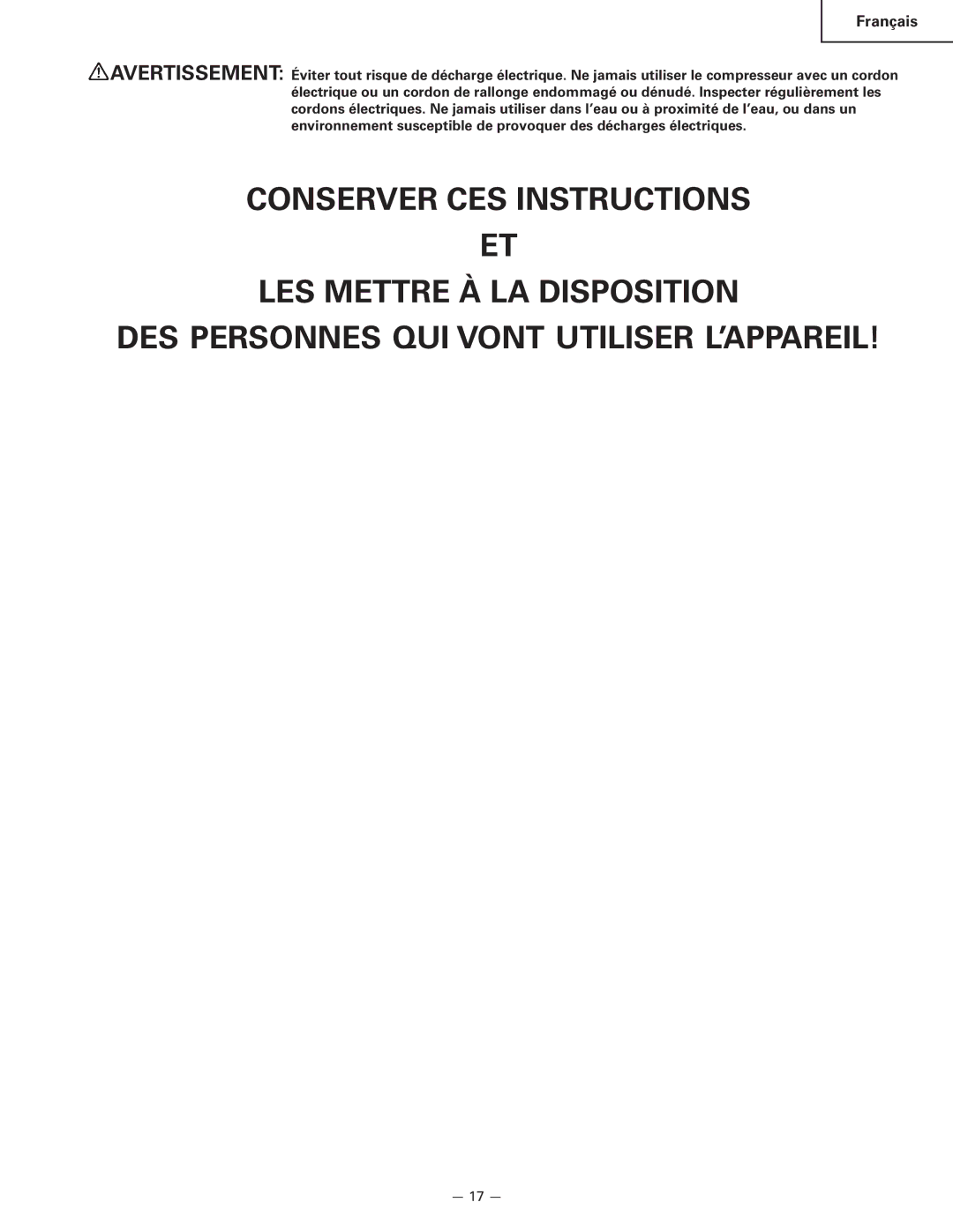 Hitachi EC 16, EC 12, EC 6B, EC 6C instruction manual Français 