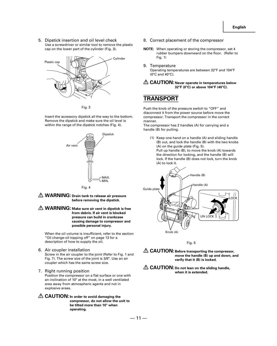 Hitachi EC 129 instruction manual Transport, 11 Ñ 