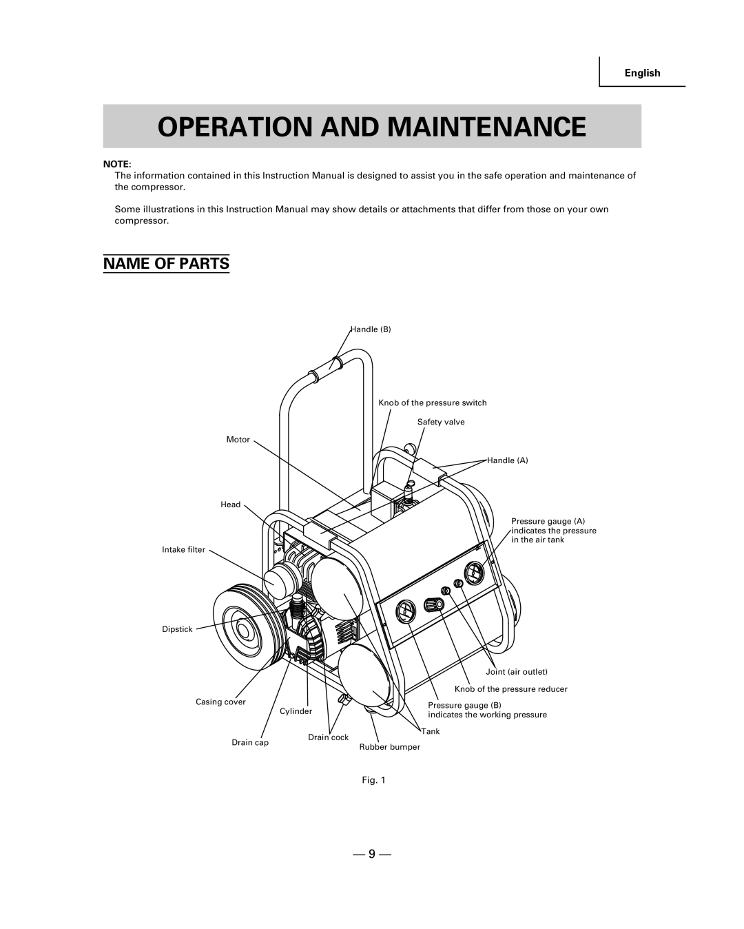 Hitachi EC 129 instruction manual Operation and Maintenance, Name of Parts 