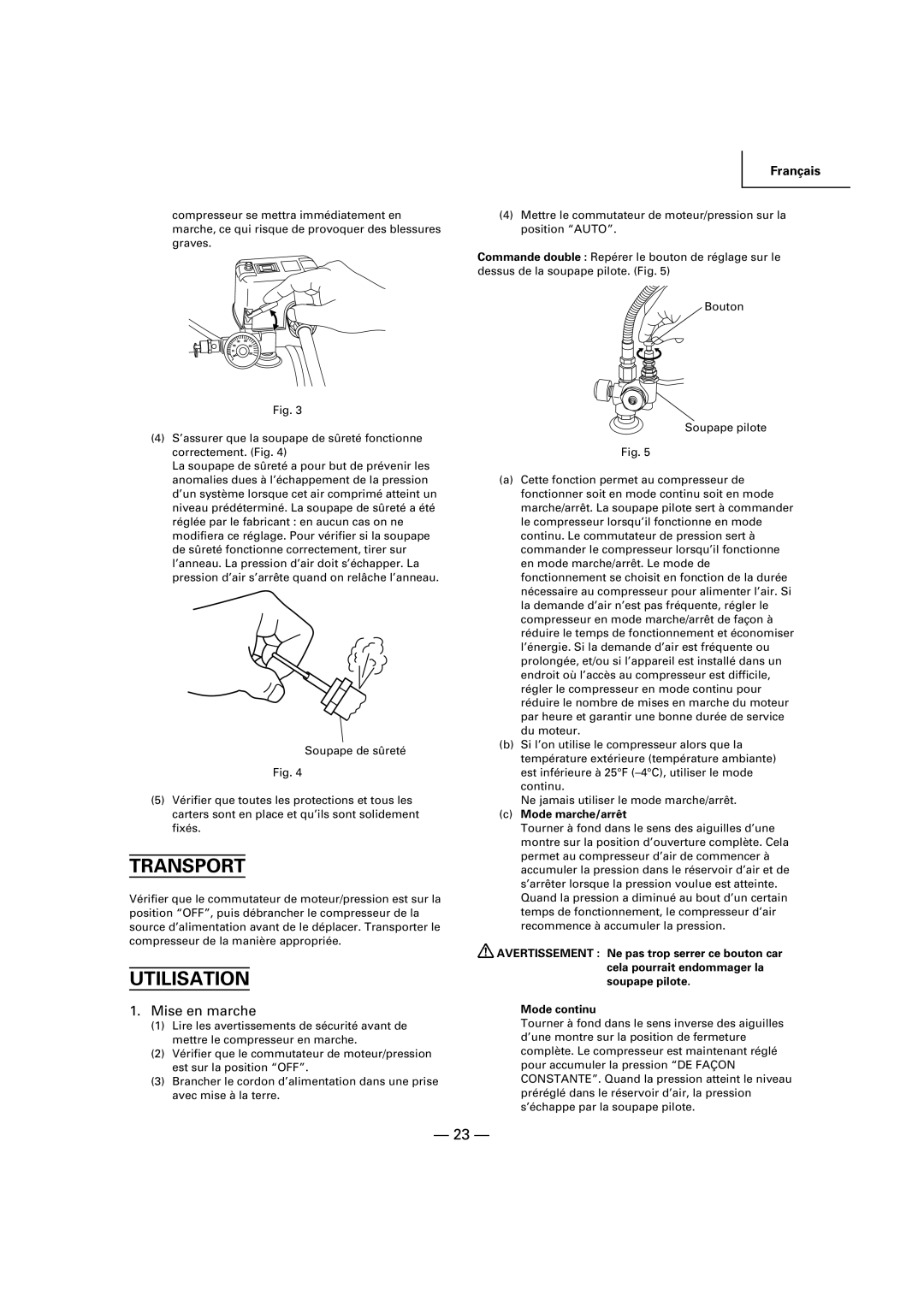 Hitachi EC 189 instruction manual Utilisation, Mise en marche 