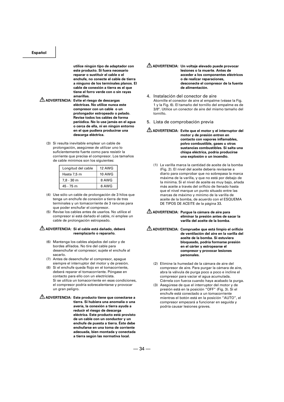 Hitachi EC 189 instruction manual Instalación del conector de aire, Lista de comprobación previa 