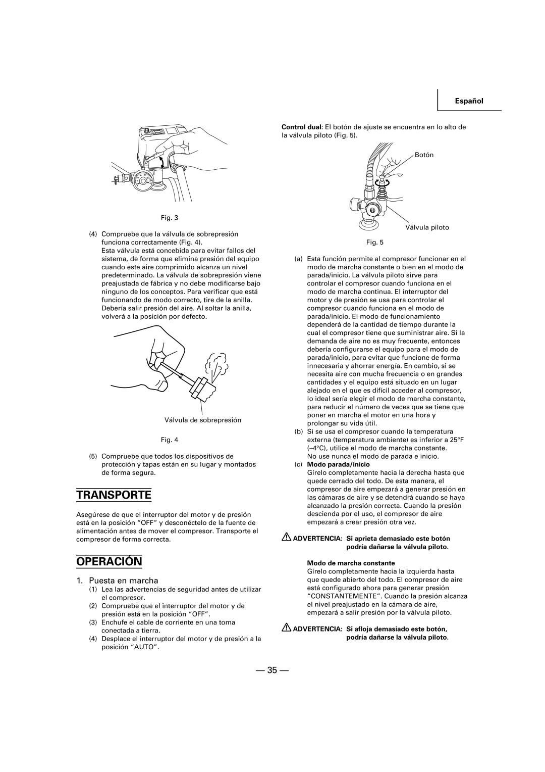 Hitachi EC 189 instruction manual Transporte, Operación, Puesta en marcha 