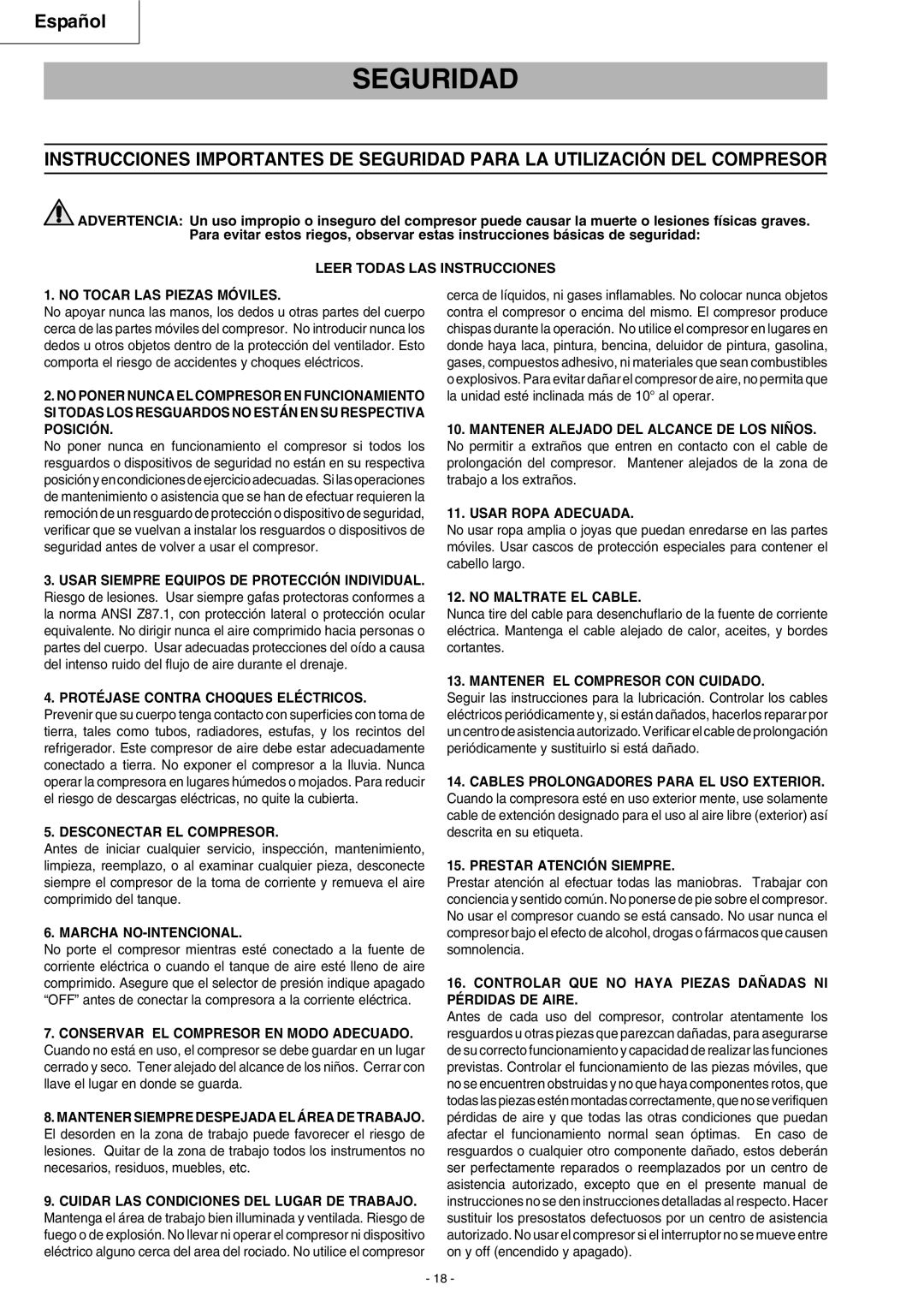 Hitachi EC 79 instruction manual Seguridad 