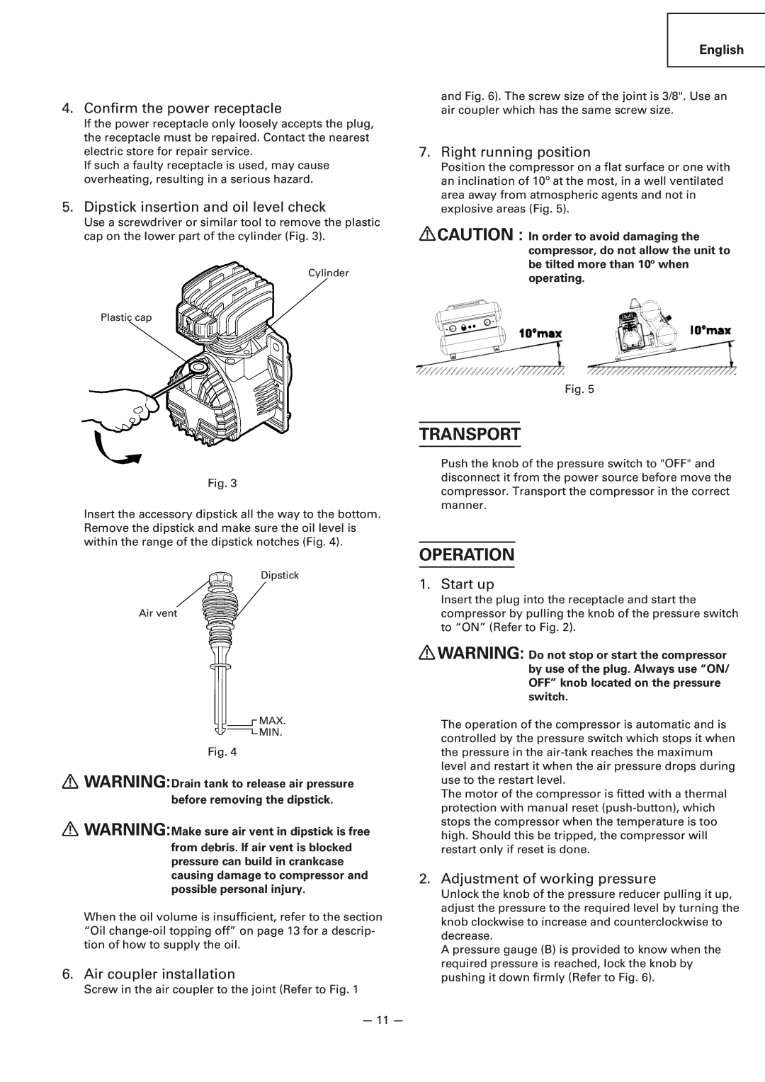 Hitachi EC119 OM instruction manual Transport, Operation 