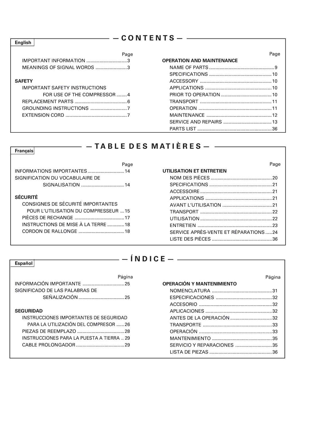 Hitachi EC119 OM instruction manual Operation and Maintenance, Safety, Sécurité, Utilisation ET Entretien, Seguridad 