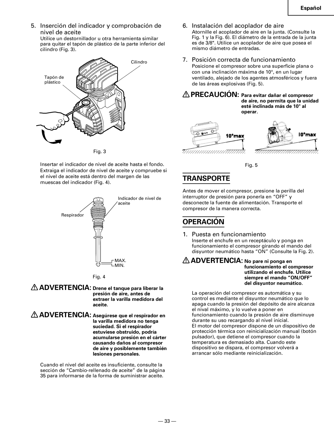 Hitachi EC119 OM instruction manual Transporte, Operación 