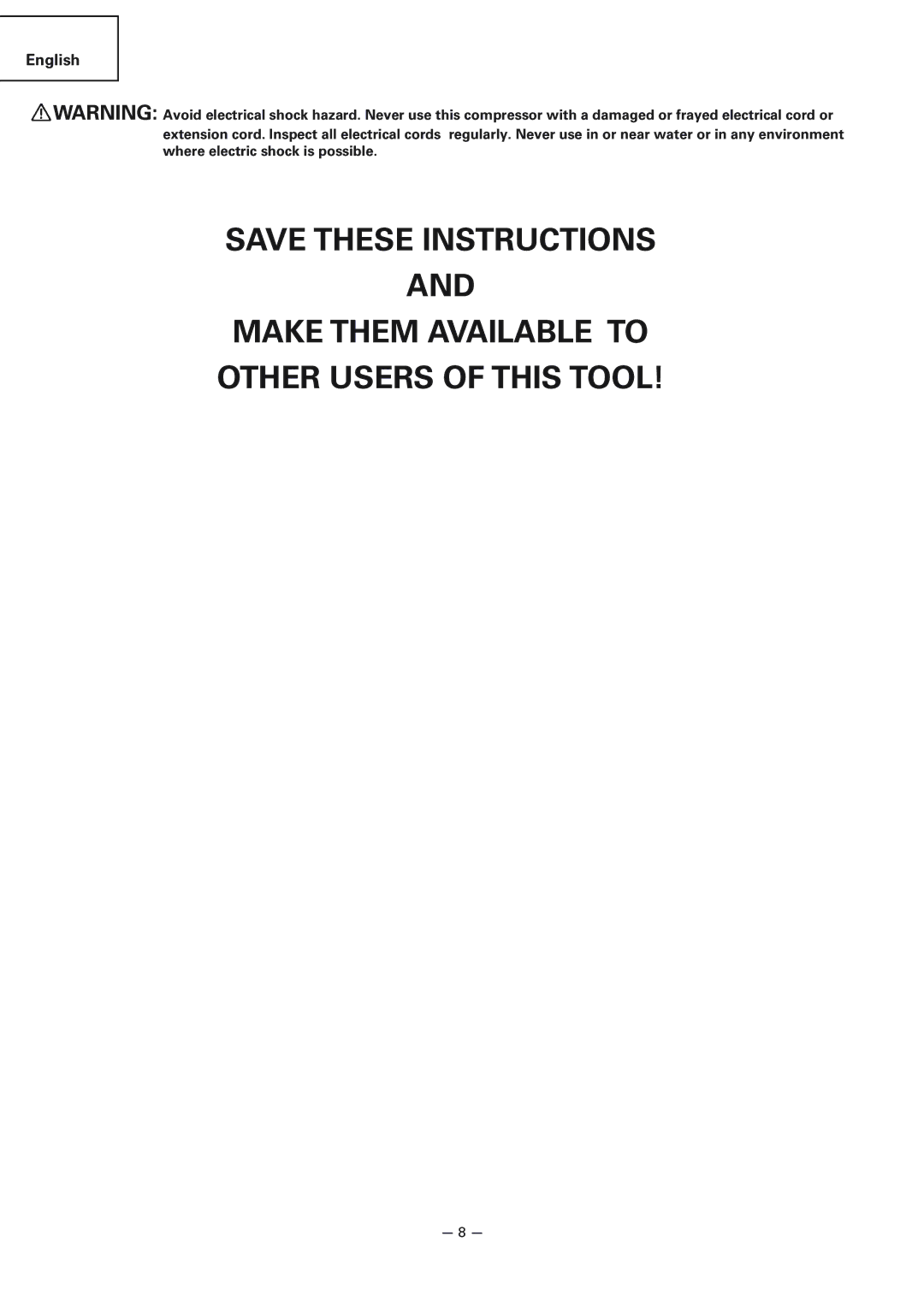 Hitachi EC119 OM instruction manual Make Them Available to Other Users of this Tool 