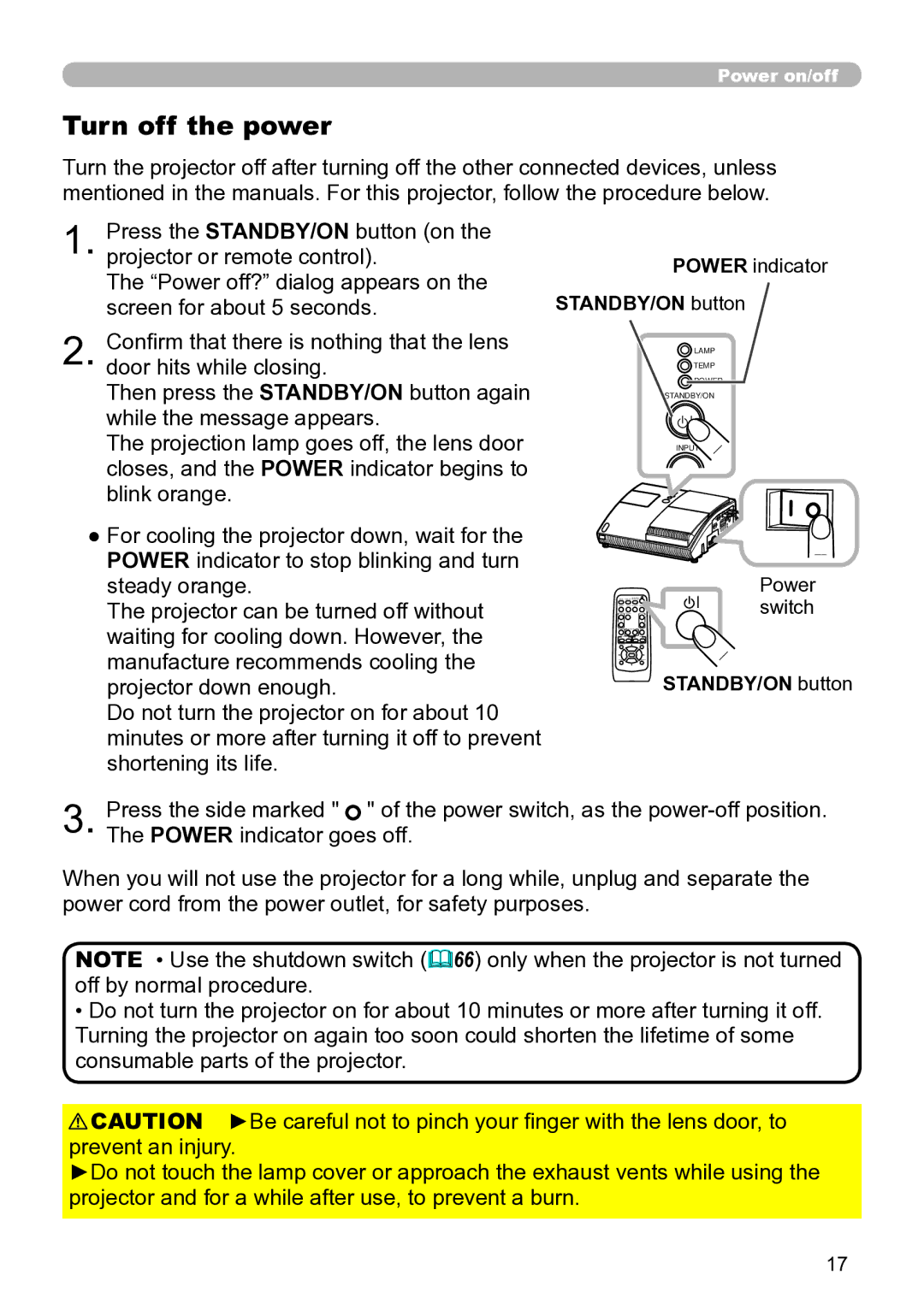 Hitachi ED-A111 user manual Turn off the power 