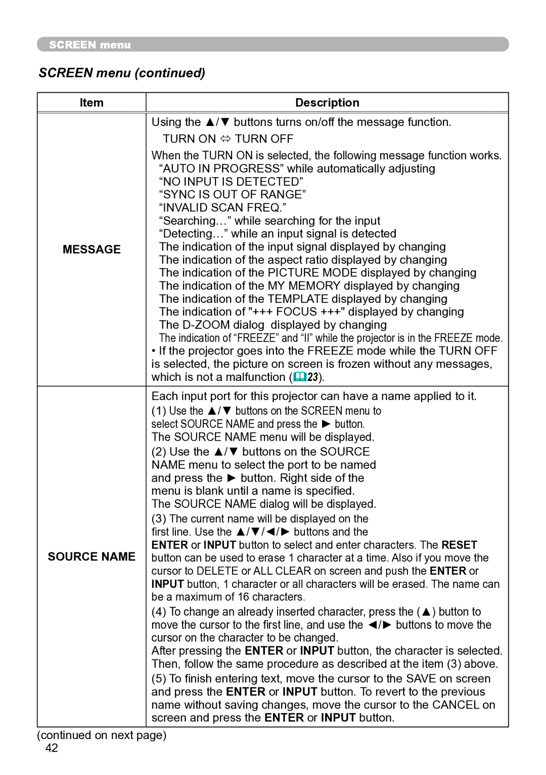 Hitachi ED-A111 user manual Message 