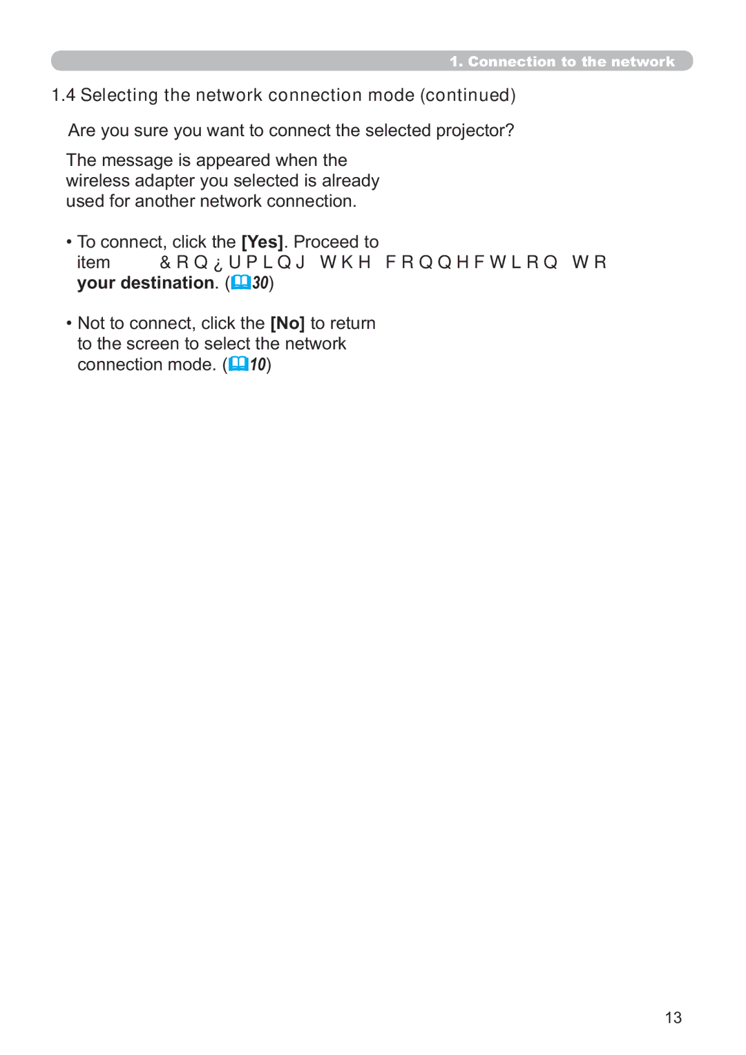 Hitachi ED-A220N user manual Selecting the network connection mode 