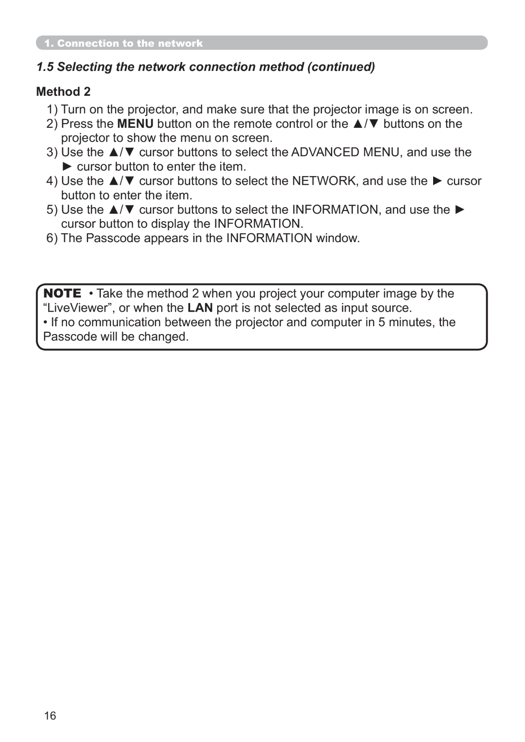 Hitachi ED-A220N user manual Selecting the network connection method 