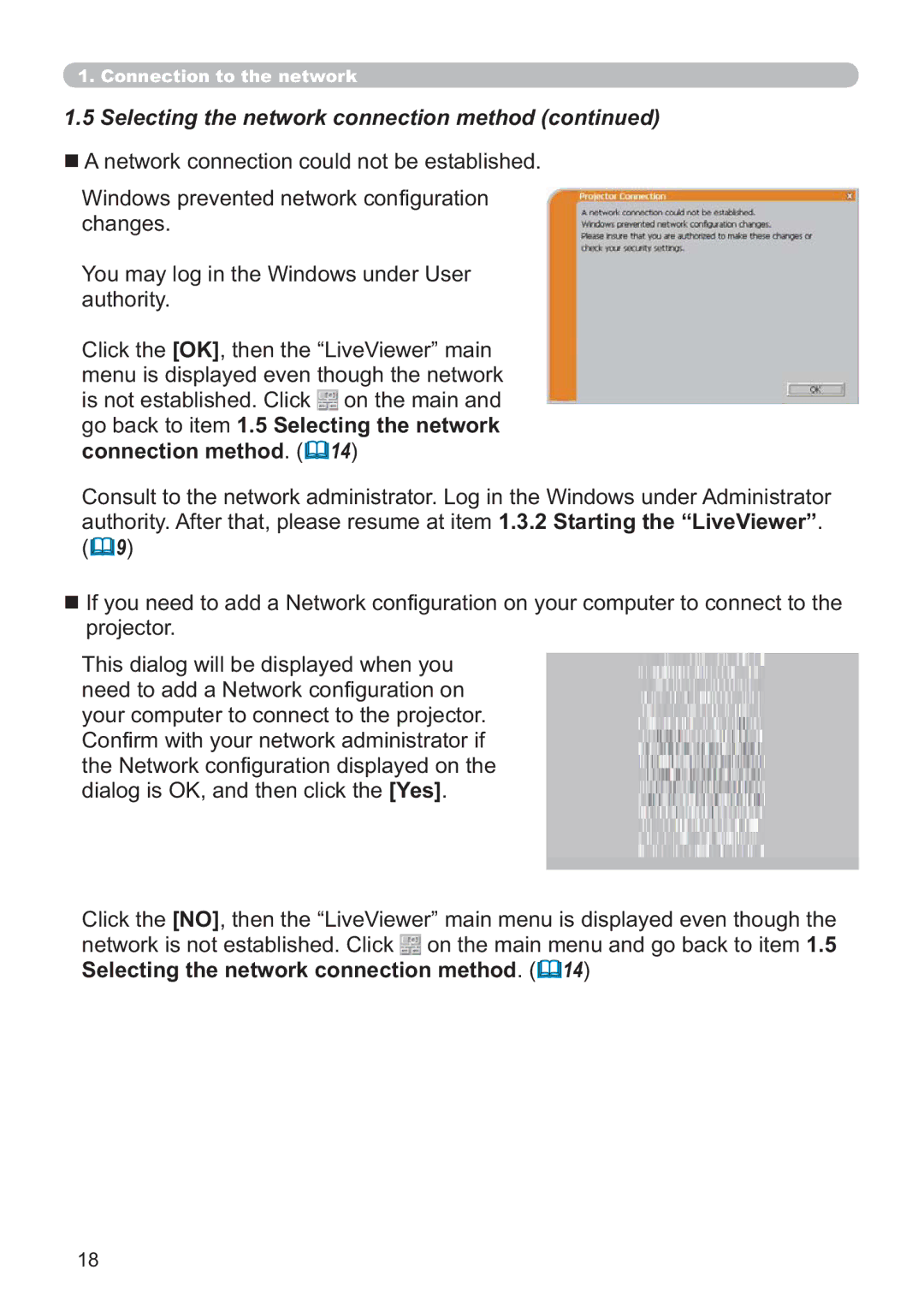 Hitachi ED-A220N user manual Selecting the network connection method 