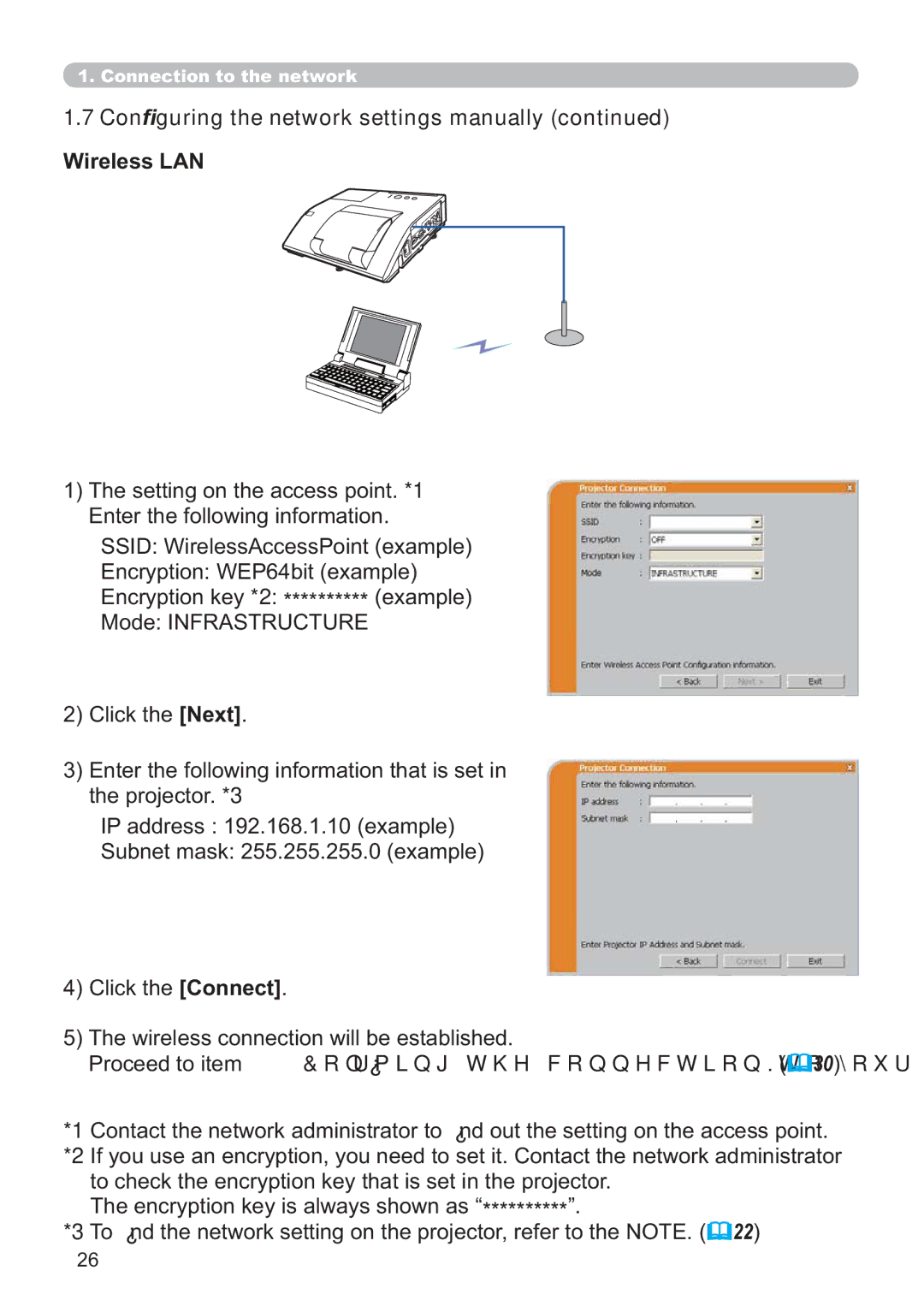 Hitachi ED-A220N user manual Conguring the network settings manually 