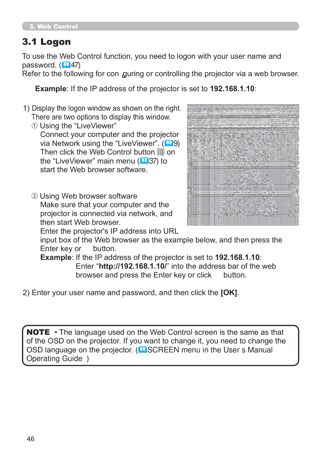 Hitachi ED-A220N user manual Logon 