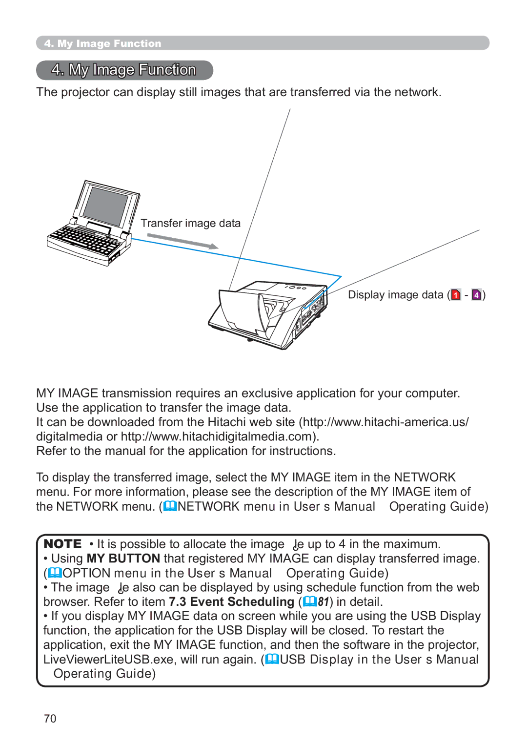 Hitachi ED-A220N user manual My Image Function, Operating Guide 