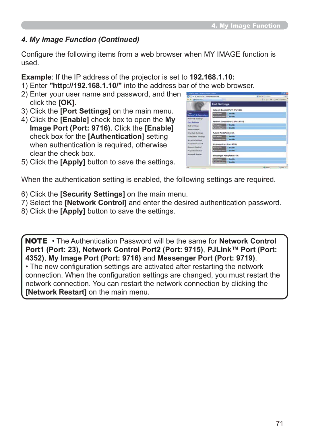 Hitachi ED-A220N user manual My Image Function 