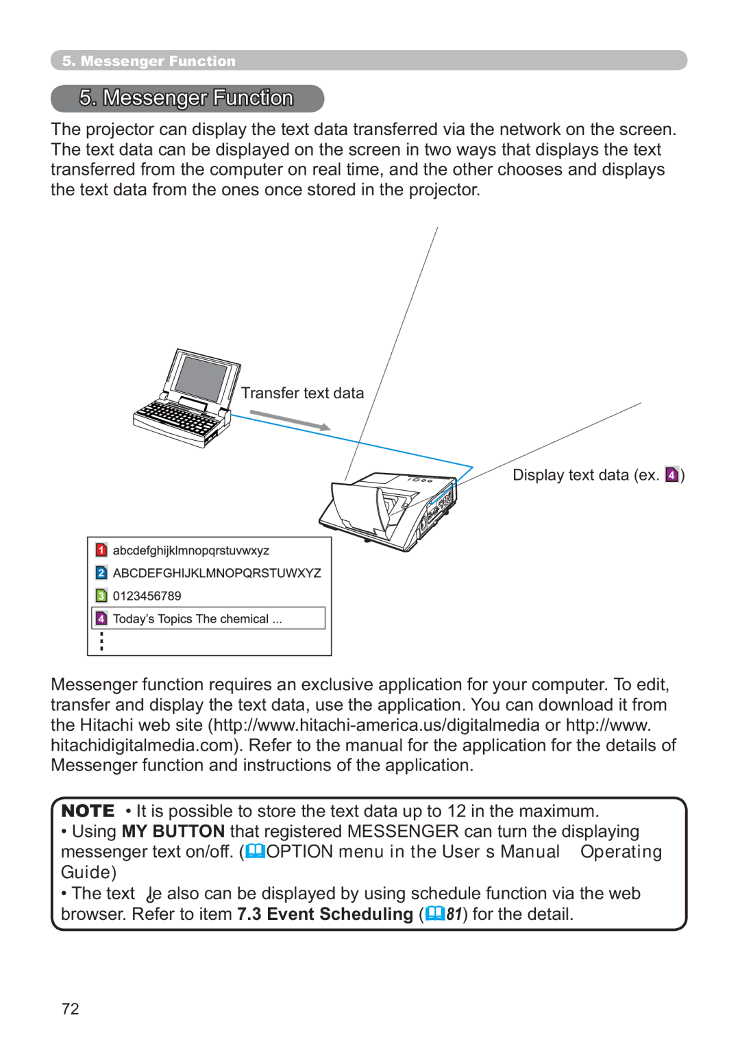 Hitachi ED-A220N user manual Messenger Function 