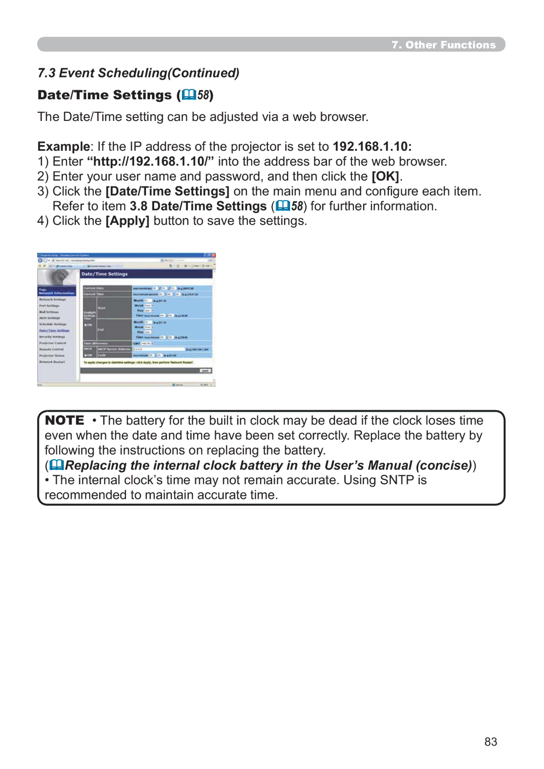 Hitachi ED-A220N user manual Date/Time Settings 