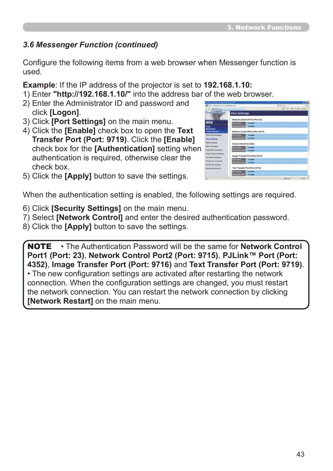 Hitachi ED-AW110N user manual Messenger Function, Xvhg, Transfer Port Port 9719&OLFNWKHEnable 