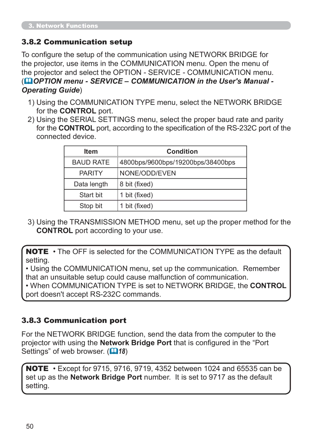 Hitachi ED-AW110N user manual Communication setup, Operating Guide, FrqqhfwhgGhylfh, Vhwwlqj, Condition 