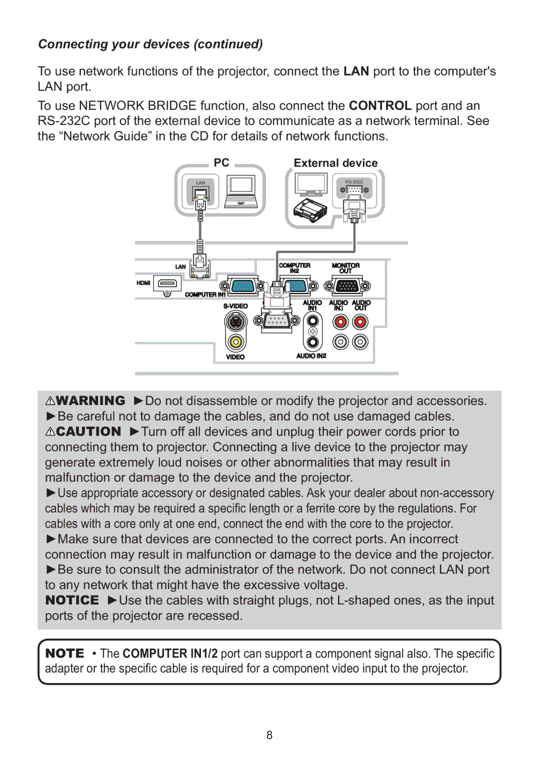 Hitachi ED-AW110N user manual Connecting your devices 