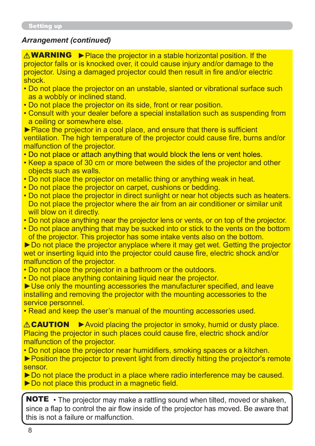 Hitachi ED-AW110N user manual Arrangement 