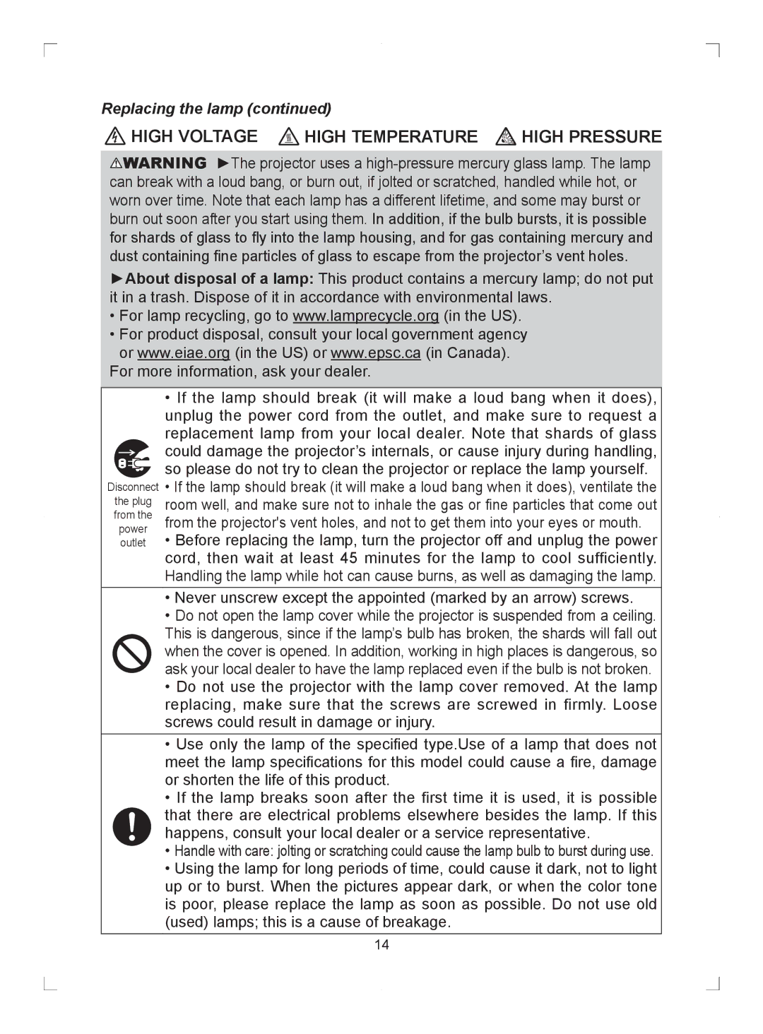 Hitachi ED-D11N user manual High Voltage High Temperature 