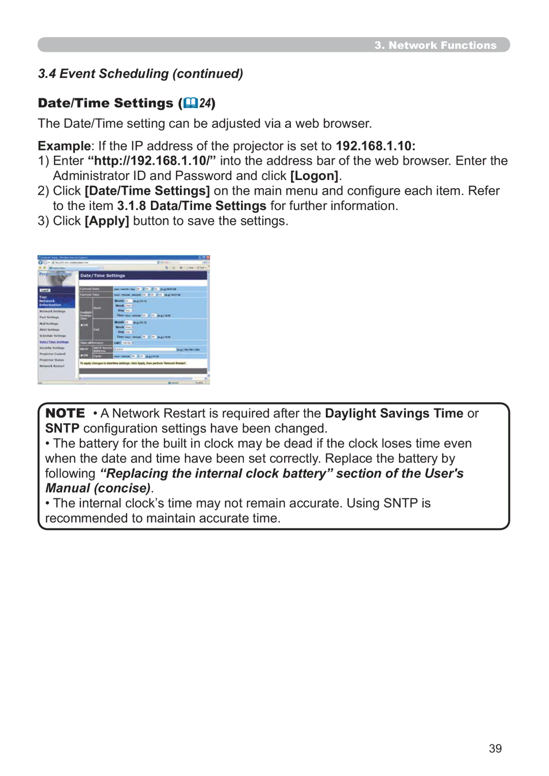 Hitachi ED-D11N user manual 7KHDWH7LPHVHWWLQJFDQEHDGMXVWHGYLDDZHEEURZVHU, UhfrpphqghgWrPdlqwdlqDffxudwhWlph 