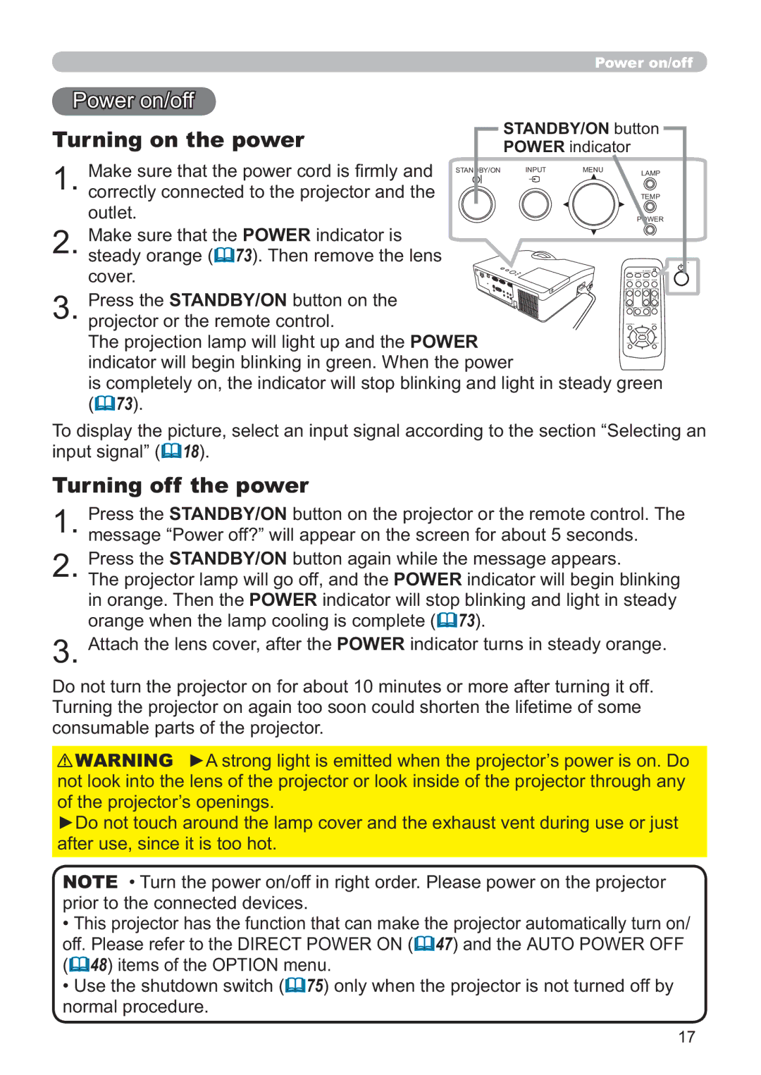 Hitachi ED-D11N user manual 3RZHURQRII, Turning on the power, Turning off the power 