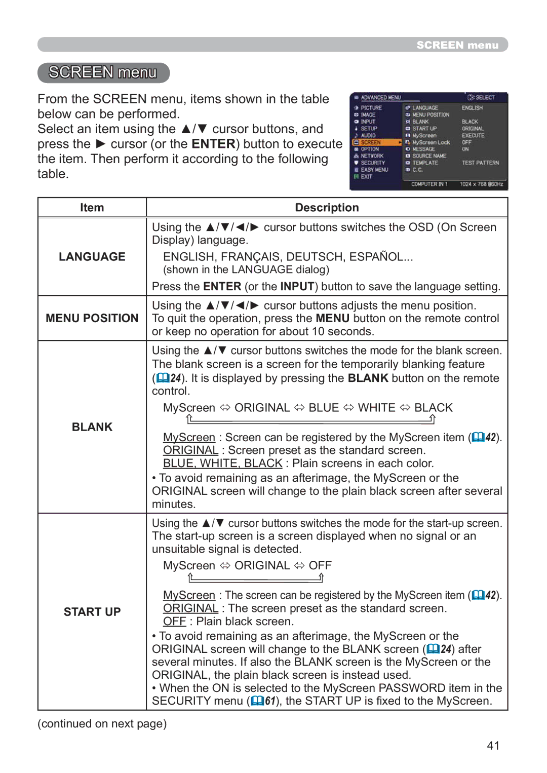 Hitachi ED-D11N user manual Blank, Start UP 