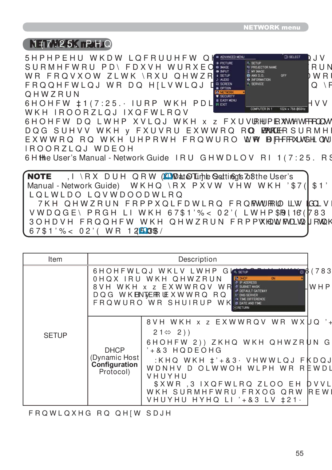 Hitachi ED-D11N user manual LqlwldoLqvwdoodwlrq, Setup, Dhcp, Dynamic Host, Protocol 