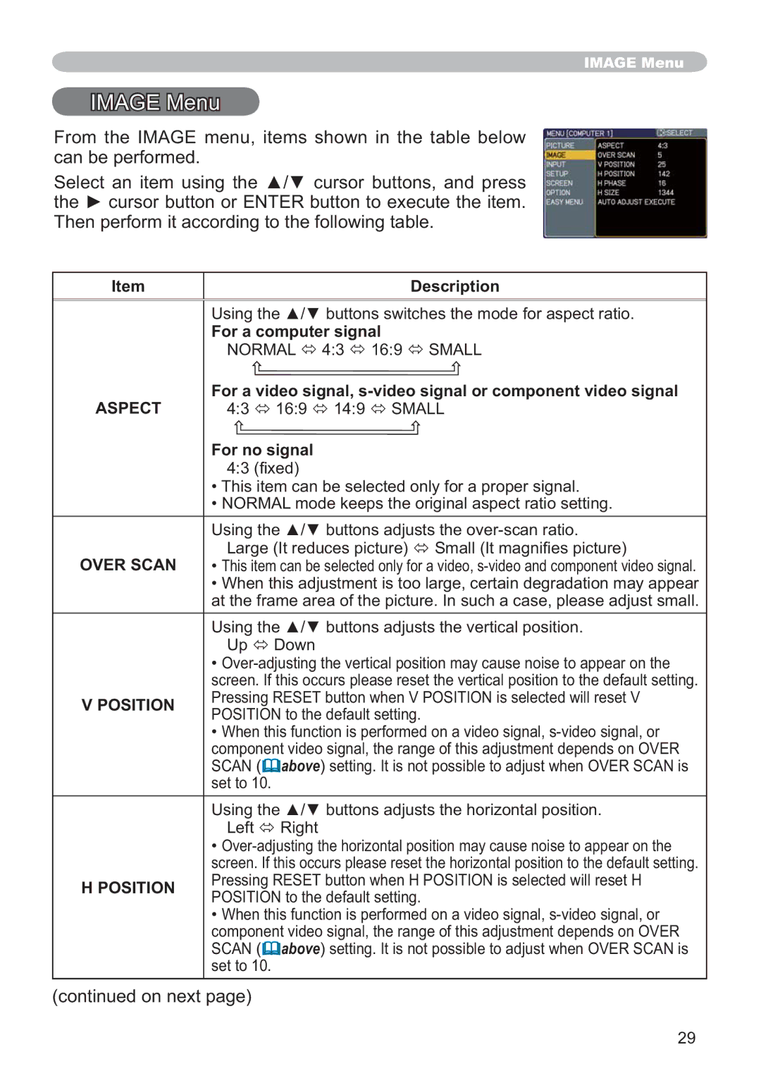 Hitachi ED-X32 user manual $*0HQX, 7KHQSHUIRUPLWDFFRUGLQJWRWKHIROORZLQJWDEOH 