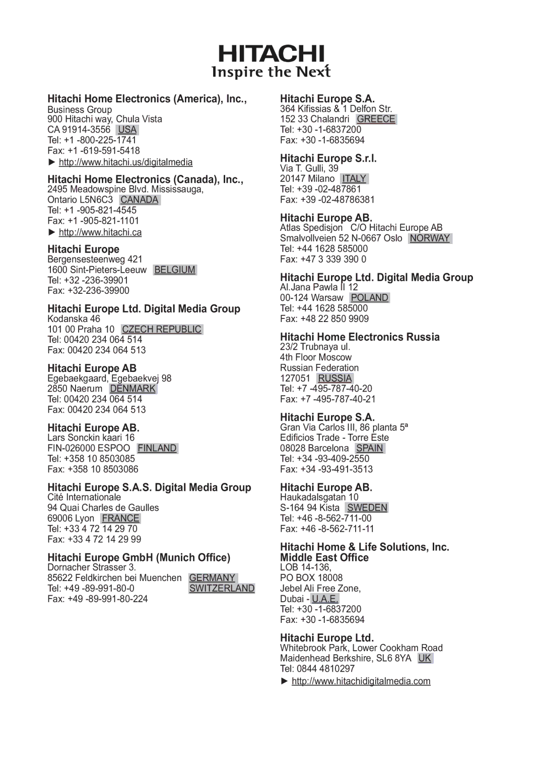 Hitachi ED-X42 user manual Hitachi Home Electronics America, Inc 