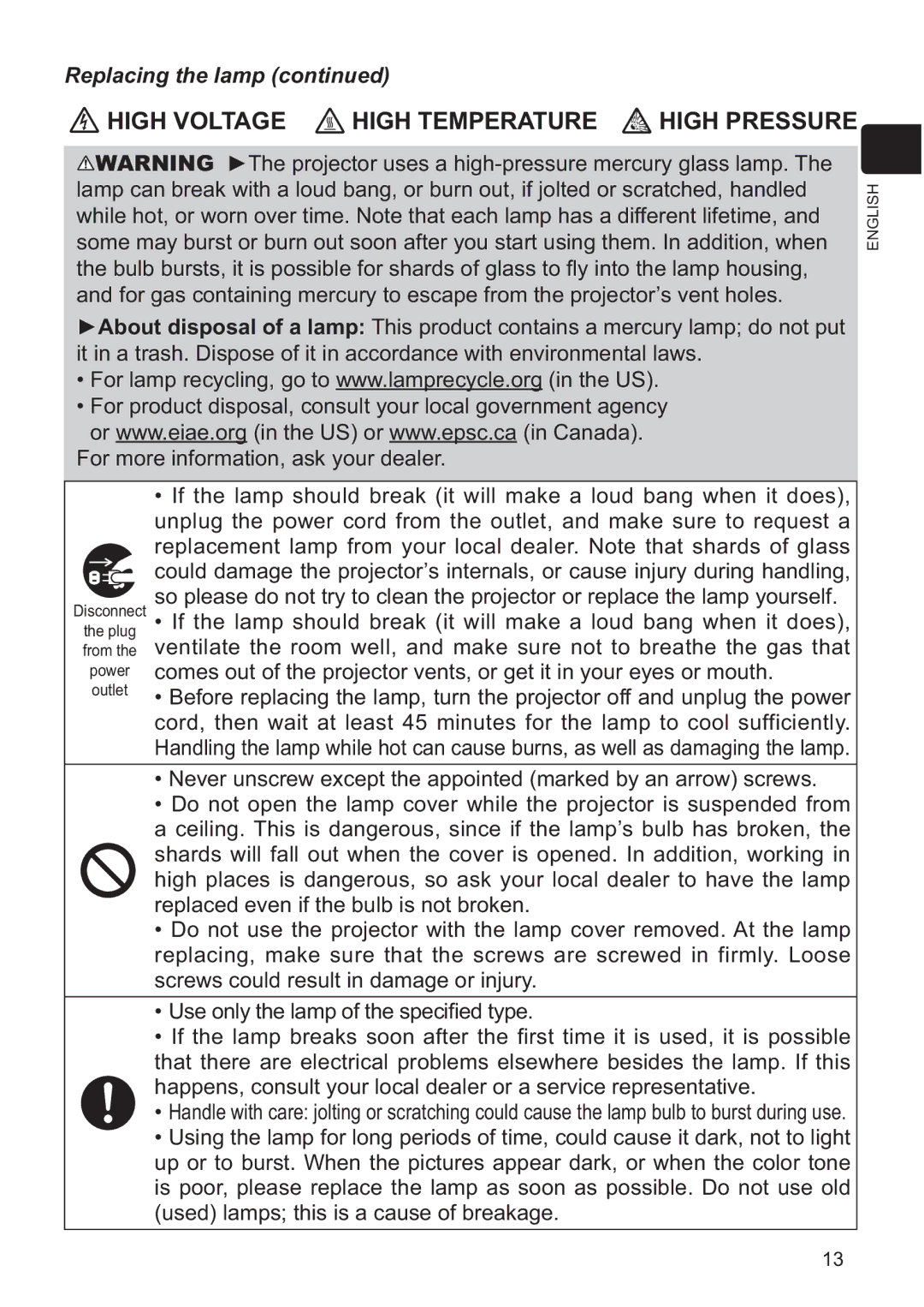 Hitachi ED-X42 user manual Disconnect 