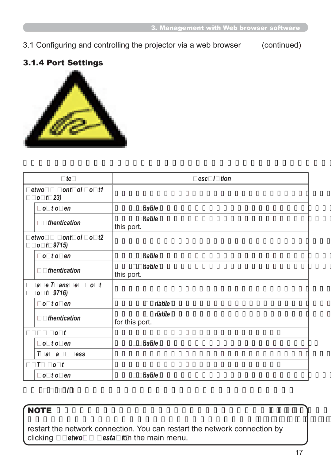 Hitachi CP-A100W, EDA100 user manual Port Settings, Lvsod\VDqgFrq¿JxuhvFrppxqlfdwlrqSruwVhwwlqjv 