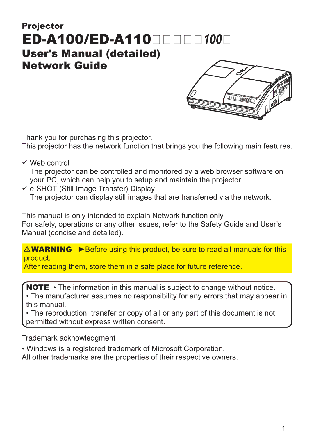 Hitachi CP-A100W, EDA100 user manual Shot Still Image Transfer Display, 0DQXDOFRQFLVHDQGGHWDLOHG 