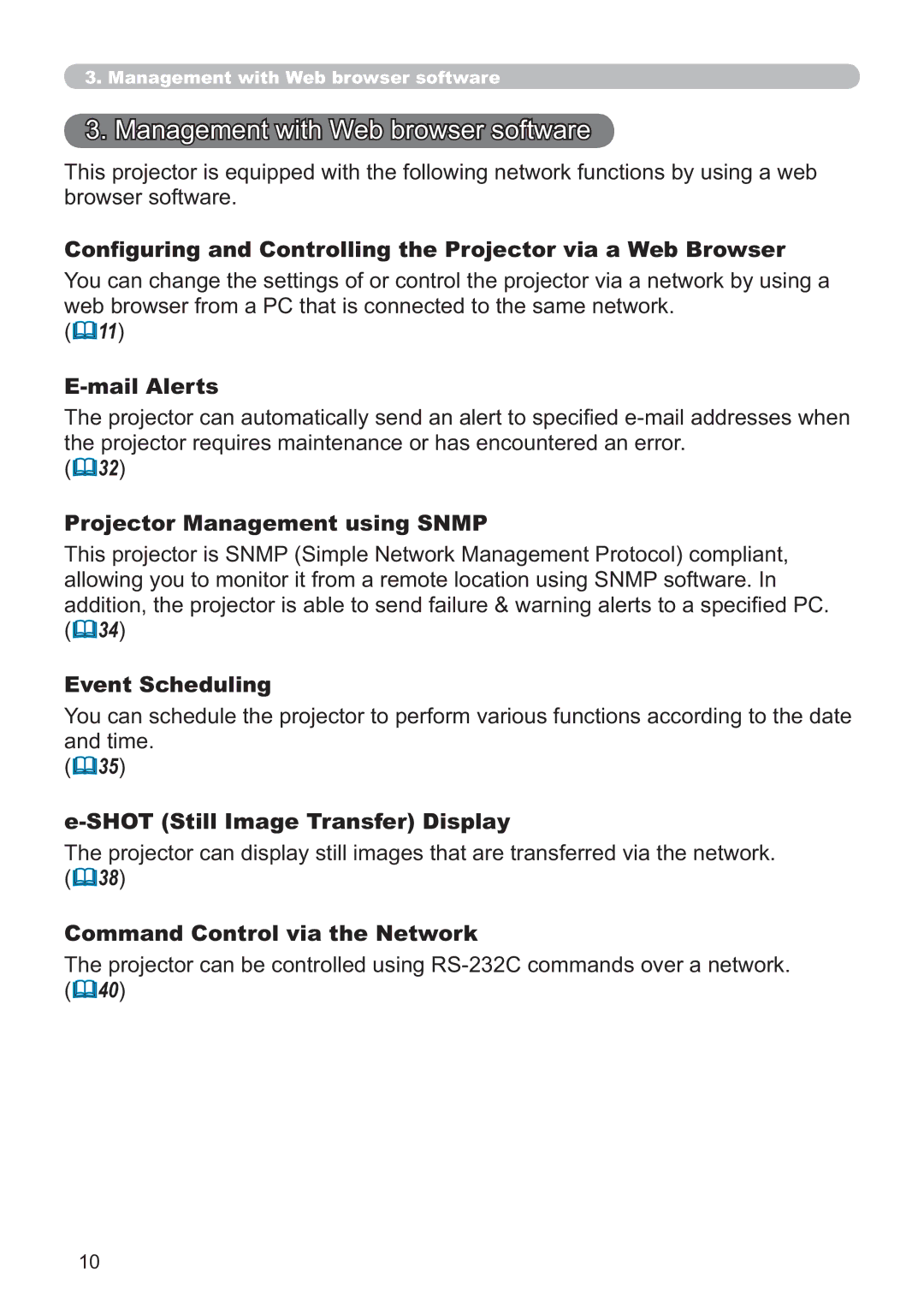 Hitachi EDA100, CP-A100W Mail Alerts, Projector Management using Snmp, YHQW6FKHGXOLQJ, DQG&RQWUROYLDWKH1HWZRUN 