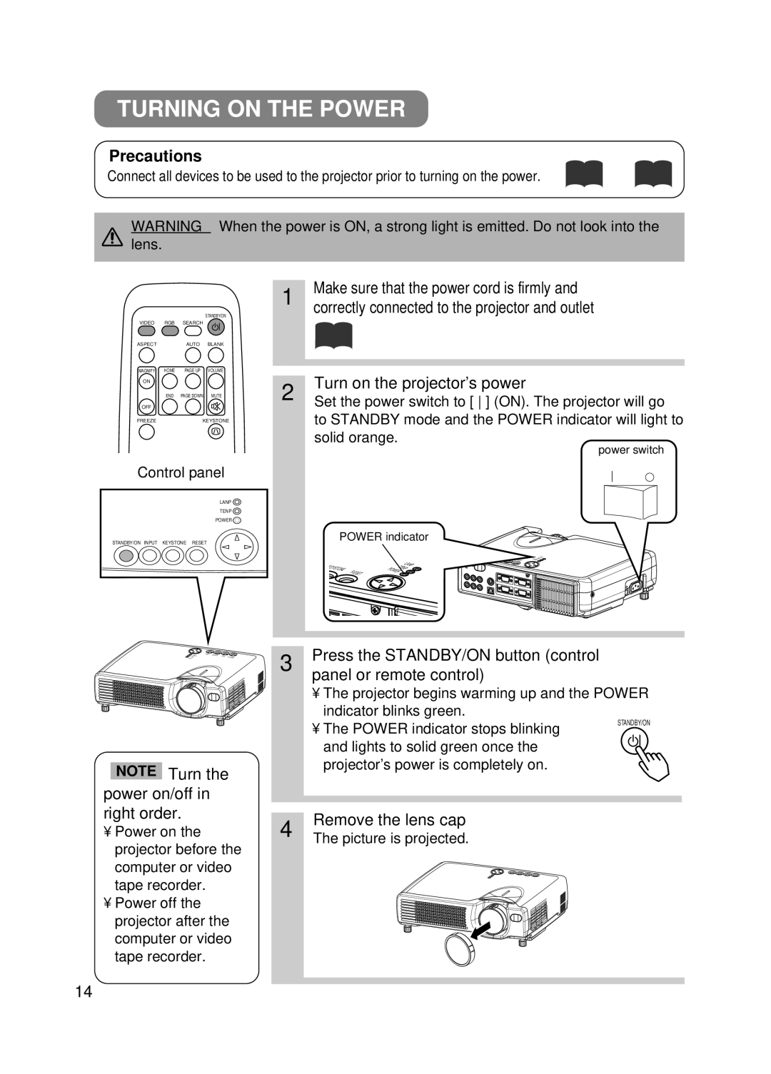 Hitachi EDX-3270A, EDS3170A user manual Turning on the Power 