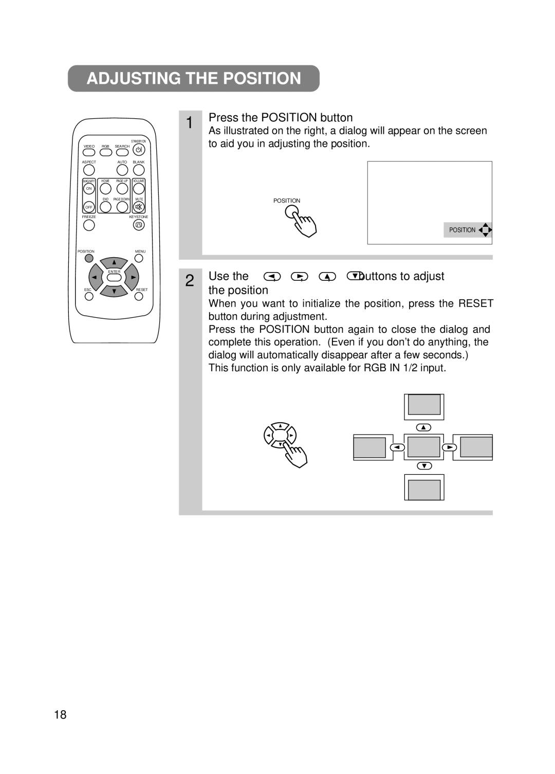 Hitachi EDX-3270A, EDS3170A user manual Adjusting the Position, Press the Position button, Use Buttons to adjust Position 