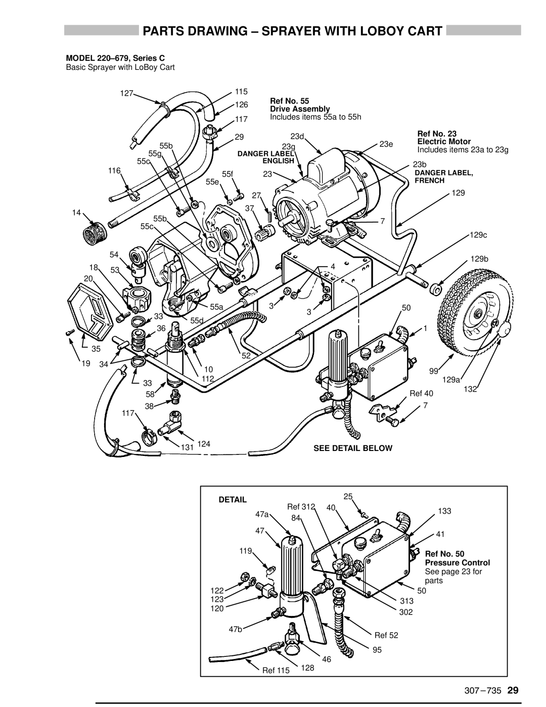 Hitachi EM 490 dimensions Parts Drawing ± Sprayer with Loboy Cart 