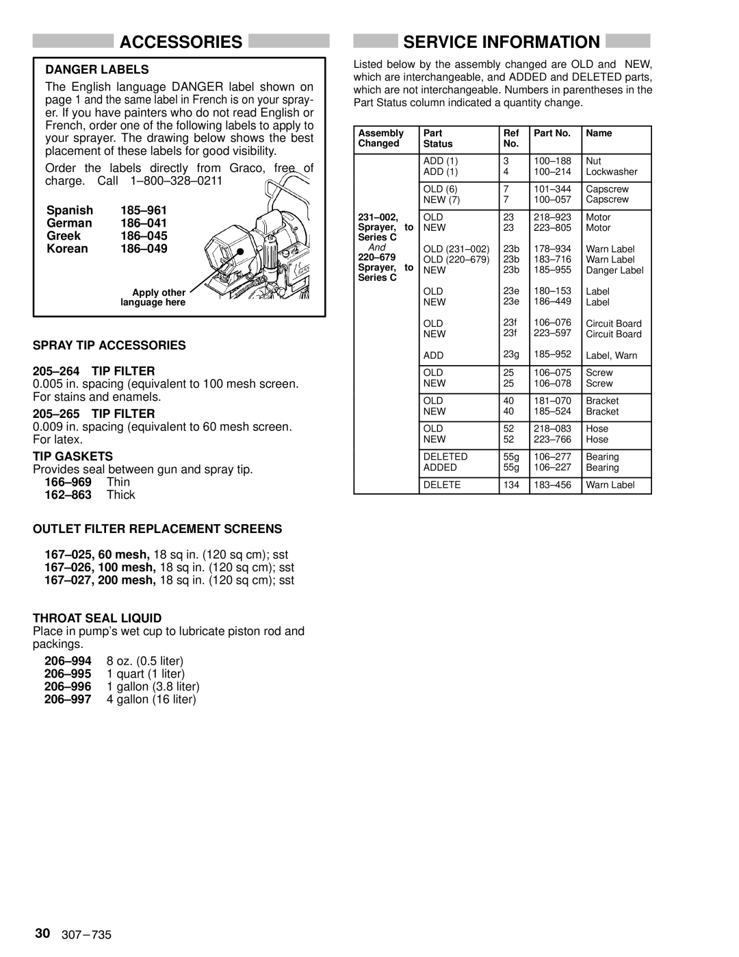 Hitachi EM 490 dimensions Accessories, Service Information 