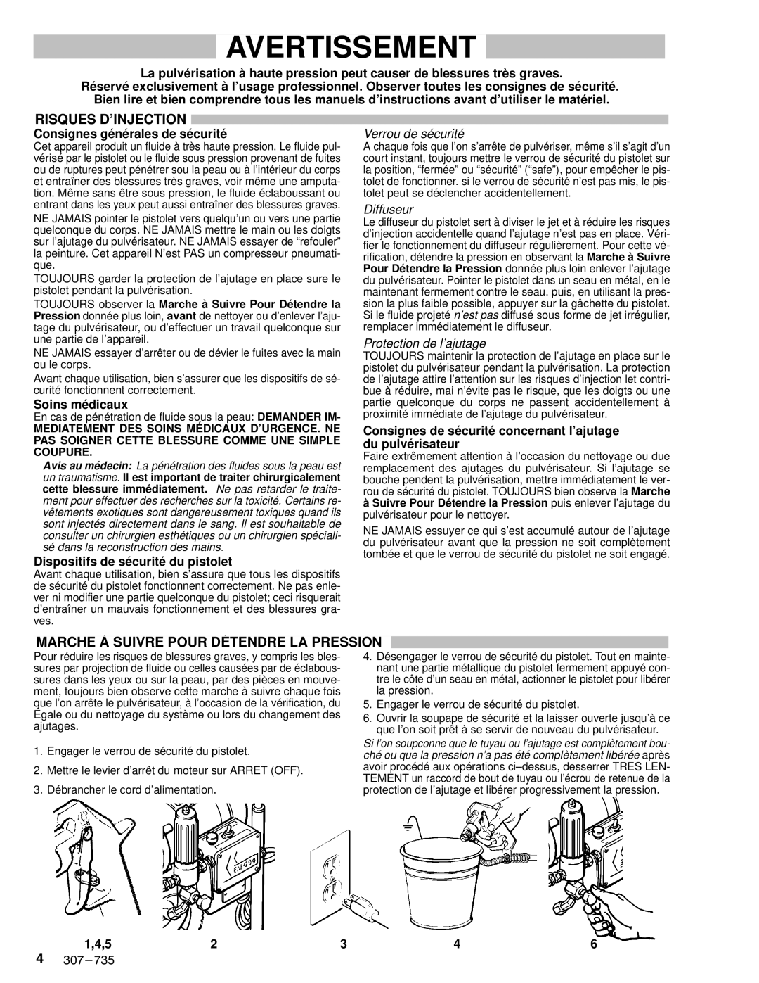 Hitachi EM 490 dimensions Consignes générales de sécurité, Soins médicaux, Dispositifs de sécurité du pistolet 