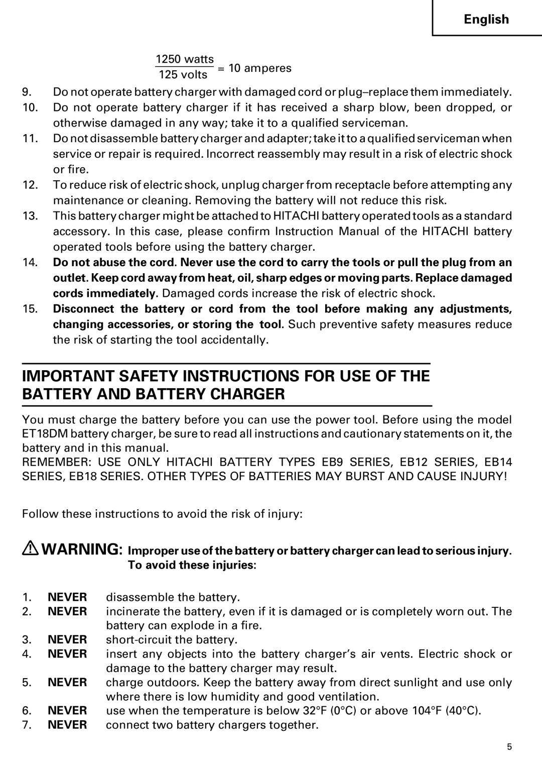 Hitachi ET 18DM instruction manual English 