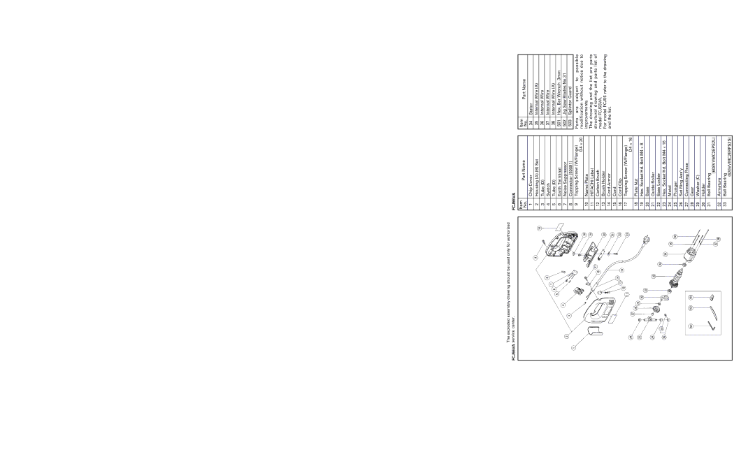 Hitachi FCJ 55 manual FCJ55VA, 626VVMC2ERPS2S 