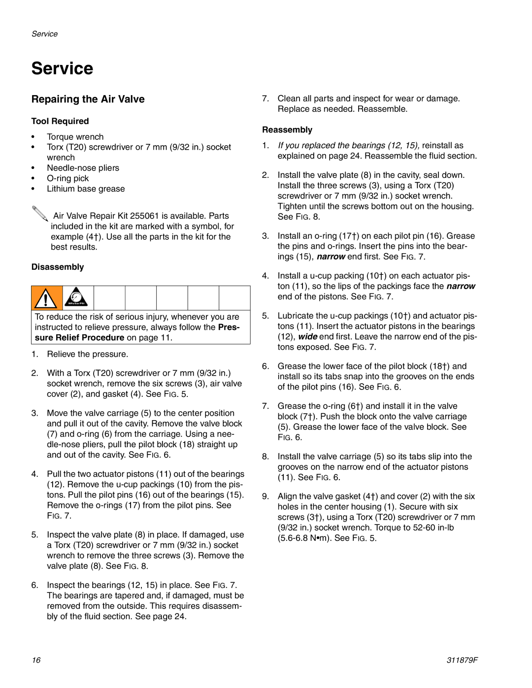 Hitachi FD2 1590 important safety instructions Service, Repairing the Air Valve, Tool Required, Disassembly, Reassembly 