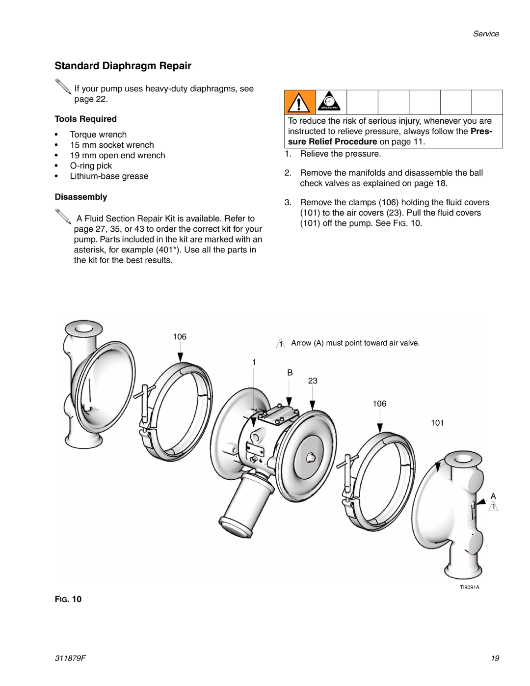 Hitachi FD2 1590 important safety instructions Standard Diaphragm Repair 