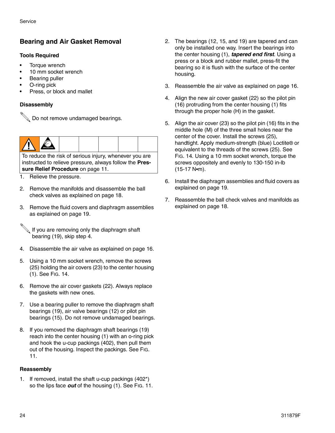 Hitachi FD2 1590 important safety instructions Bearing and Air Gasket Removal 