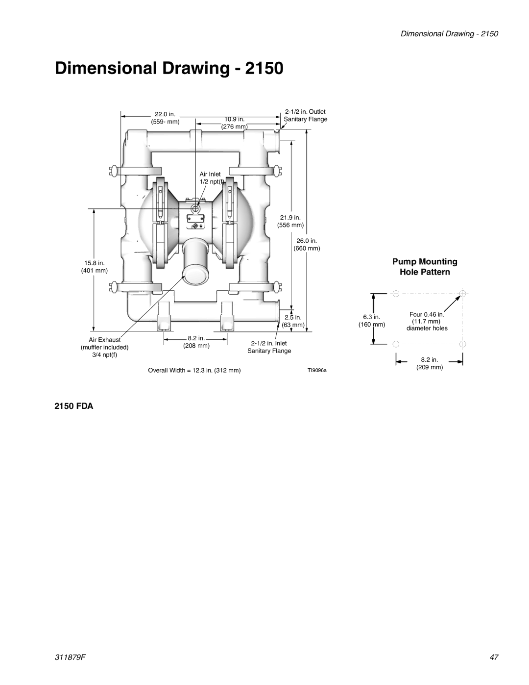 Hitachi FD2 1590 important safety instructions Dimensional Drawing, 2150 FDA 